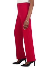 Kasper Pull-On Welt-Pocket Straight-Leg Pants, Women's & Plus Size - Crimson