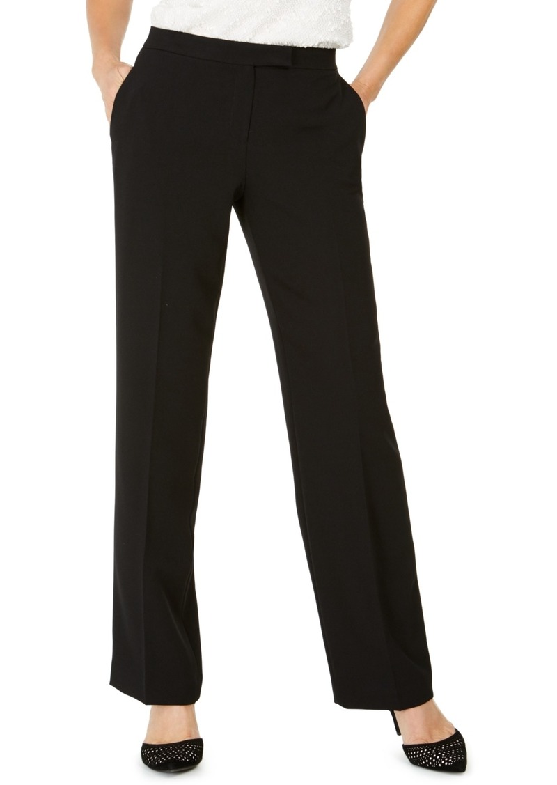 Kasper Tab-Waist, Straight-Fit Modern Dress Pants - Black