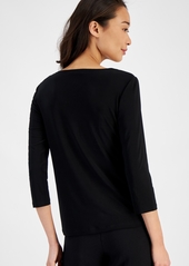 Kasper Twist-Neck Top - Black