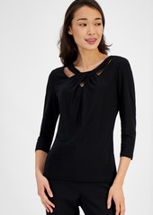 Kasper Twist-Neck Top - Black