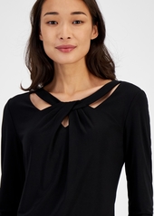 Kasper Twist-Neck Top - Black