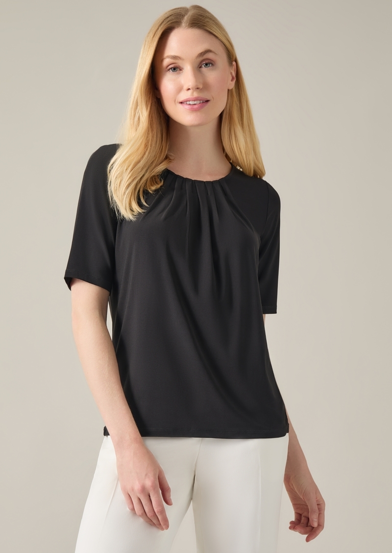 Kasper Women's Crewneck Elbow-Length-Sleeve Blouse - Black