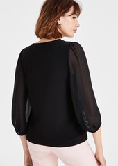 Kasper Women's Crewneck Pull-On Blouse - Black