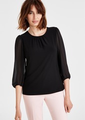 Kasper Women's Crewneck Pull-On Blouse - Black