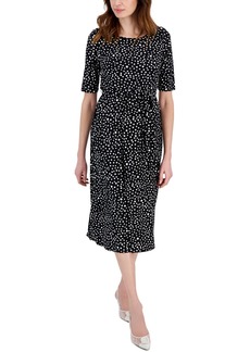 Kasper Women's Dot-Print Fit & Flare Midi Dress - Black/Vanilla Ice