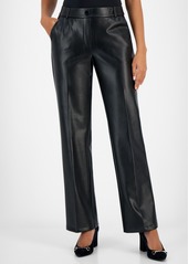 Kasper Women's Faux-Leather Faux-Fly Pants - Black