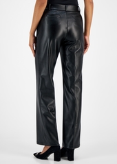 Kasper Women's Faux-Leather Faux-Fly Pants - Black