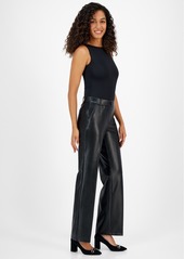 Kasper Women's Faux-Leather Faux-Fly Pants - Black