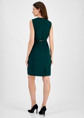 Kasper Women's Faux-Suede Sheath Dress - Evergreen