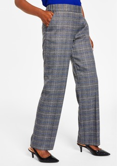 Kasper Women's Glen Plaid Pull-On Pants - Royal Blue Multi