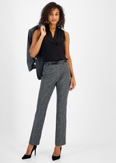 Kasper Women's Herringbone High-Rise Belted Bootcut Pants, Regular & Petite Sizes - Black Multi