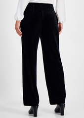 Kasper Women's High Rise Straight-Leg Velvet Pants - Black