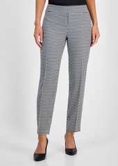 Kasper Women's Houndstooth Print Mid Rise Straight-Leg Pants - Black/White