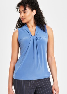 Kasper Women's Knot-Front Sleeveless Blouse - Blue Heron