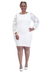 Kasper Women's Lace-Sleeve Crepe Sheath Dress - White