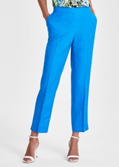 Kasper Women's Linen-Blend Mid-Rise Straight-Leg Ankle Pants - Light Azure