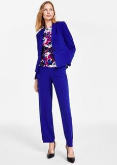 Kasper Womens One Button Blazer Floral Print Side Tie Top Pull On Pants