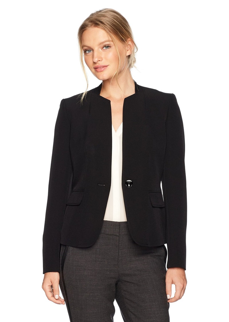 petite collarless jacket