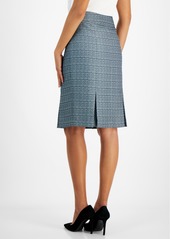 Kasper Women's Pleated Slim-Fit Tweed Pencil Skirt - Rich Teal Multi