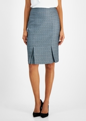 Kasper Women's Pleated Slim-Fit Tweed Pencil Skirt - Rich Teal Multi