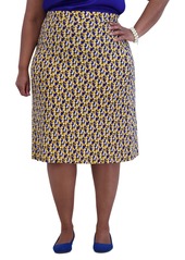 Kasper Women's Printed Ity Pull-On A-Line Skirt - Royal Sig