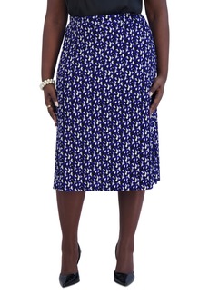 Kasper Women's Printed Ity Pull-On A-Line Skirt - Royal Sig