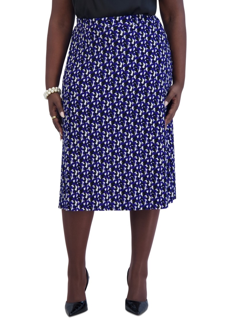 Kasper Women's Printed Ity Pull-On A-Line Skirt - Royal Sig