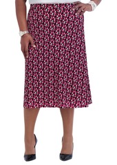 Kasper Women's Printed Ity Pull-On A-Line Skirt - Crimson Mu