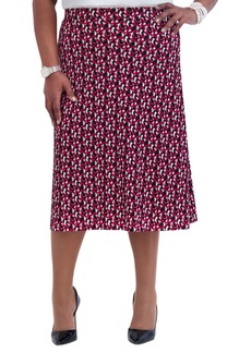 Kasper Women's Printed Ity Pull-On A-Line Skirt - Crimson Mu