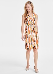 Kasper Women's Printed O-Ring Sheath Dress - Lily White/Papaya Multi