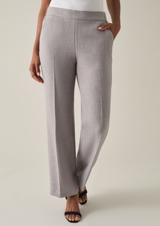 Kasper Petite Pull-On Elastic-Back Trousers - Pebble