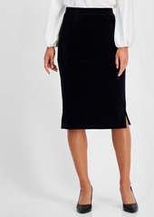 Kasper Women's Pull-On Velvet Pencil Skirt - Black