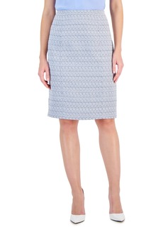 Kasper Women's Seamed Knee-Length Pencil Tweed Skirt - California Sky Multi