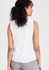 Kasper Petite Sleeveless Button-Front Ruffle Blouse - Vanilla Ice