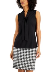 Kasper Women's Sleeveless Tie-Neck Top, Regular and Petite Sizes - Black