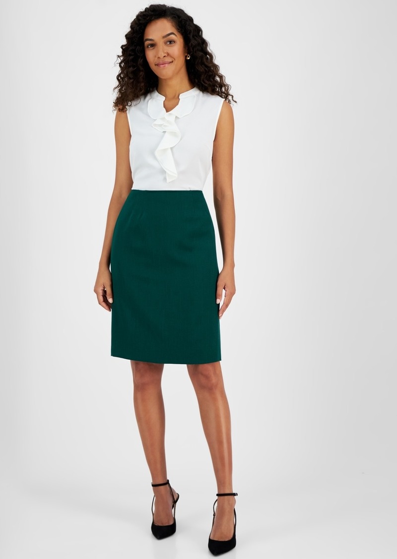 Kasper Women's Slim-Fitting Slit-Back Pencil Skirt - Evergreen