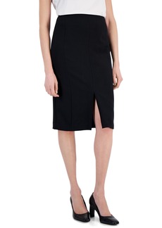 Kasper Women's Stretch Crepe Front-Slit Pencil Skirt - Black