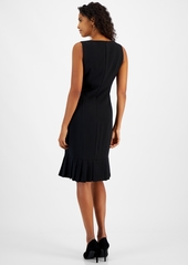 Kasper Women's Stretch-Crepe Pleat-Hem Sheath Dress, Regular & Petite Sizes - Black