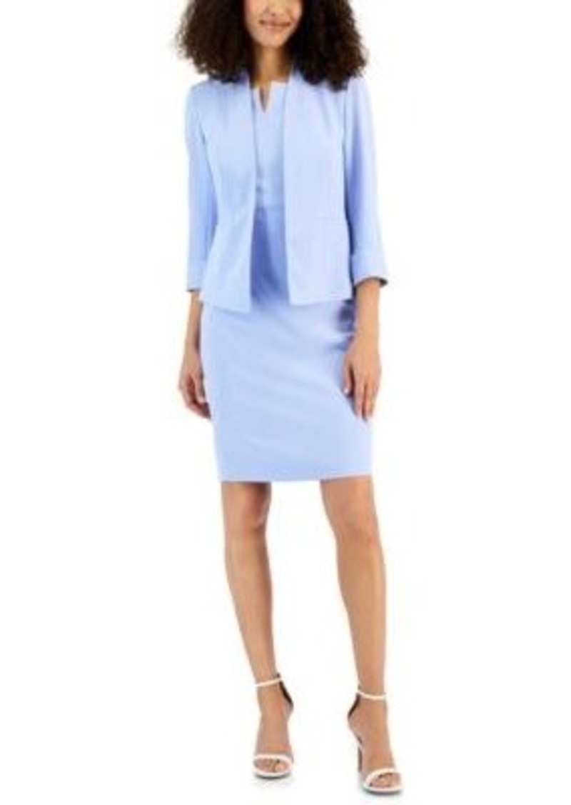 Kasper Womens Stretch Crepe Shawl Collar Blazer Notched Neck Sheath Dress