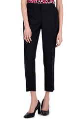 Kasper Women's Textured Straight-Leg Elastic-Waist Ankle Pants - Black