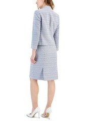 Kasper Womens Tweed Blazer Seamed Knee Length Pencil Tweed Skirt