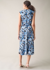 Kasper Women's Twist-Neck Belted Midi Dress - Black/Blue Heron Multi