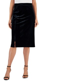Kasper Women's Velour Midi Pencil Skirt - Black