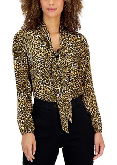 Kasper Womens Animal Print Dressy Pullover Top