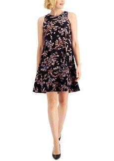 Kasper Womens Floral Print Sleeeless Mini Dress