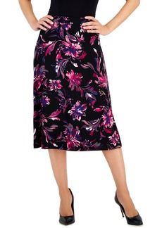 Kasper Womens Knit Floral A-Line Skirt