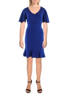 Kasper Womens Knit Flutter Sleeves Sheath Dress