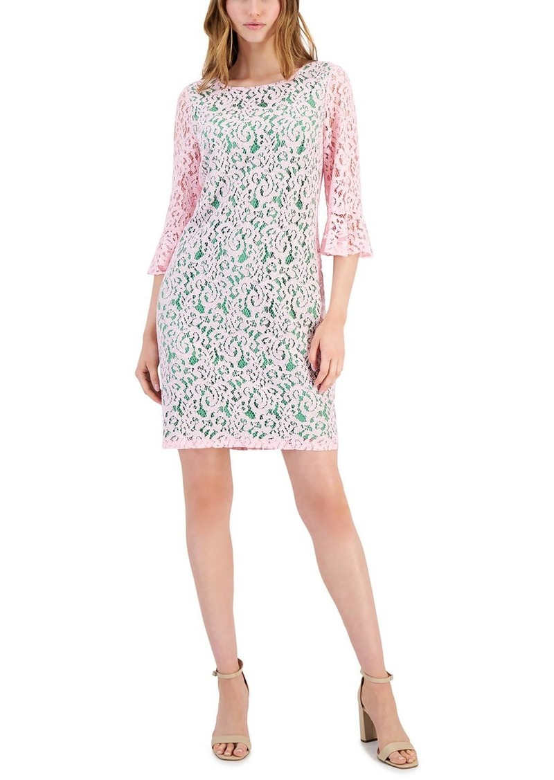 Kasper Womens Lace Embroidered Sheath Dress