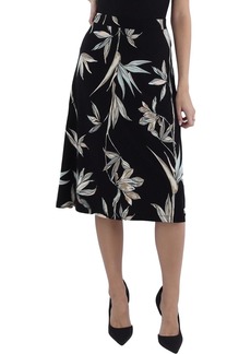 Kasper Womens Printed A-Line Midi Skirt