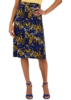 Kasper Womens Printed Knee Length Midi Skirt